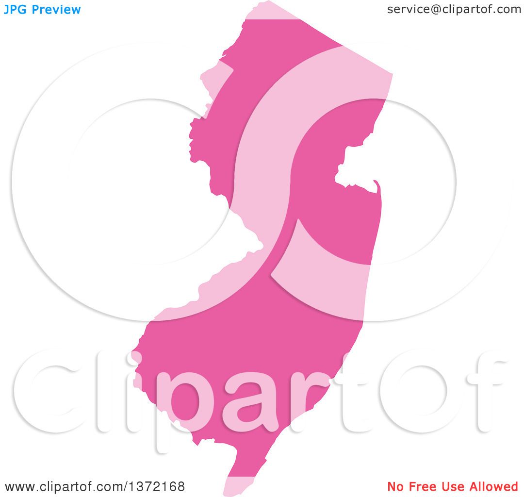 1080x1024 Clipart Of A Pink Silhouetted Map Shape Of The State Of New Jersey