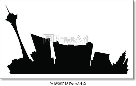 560x355 Free Art Print Cartoon Las Vegas. Cartoon Skyline Silhouette