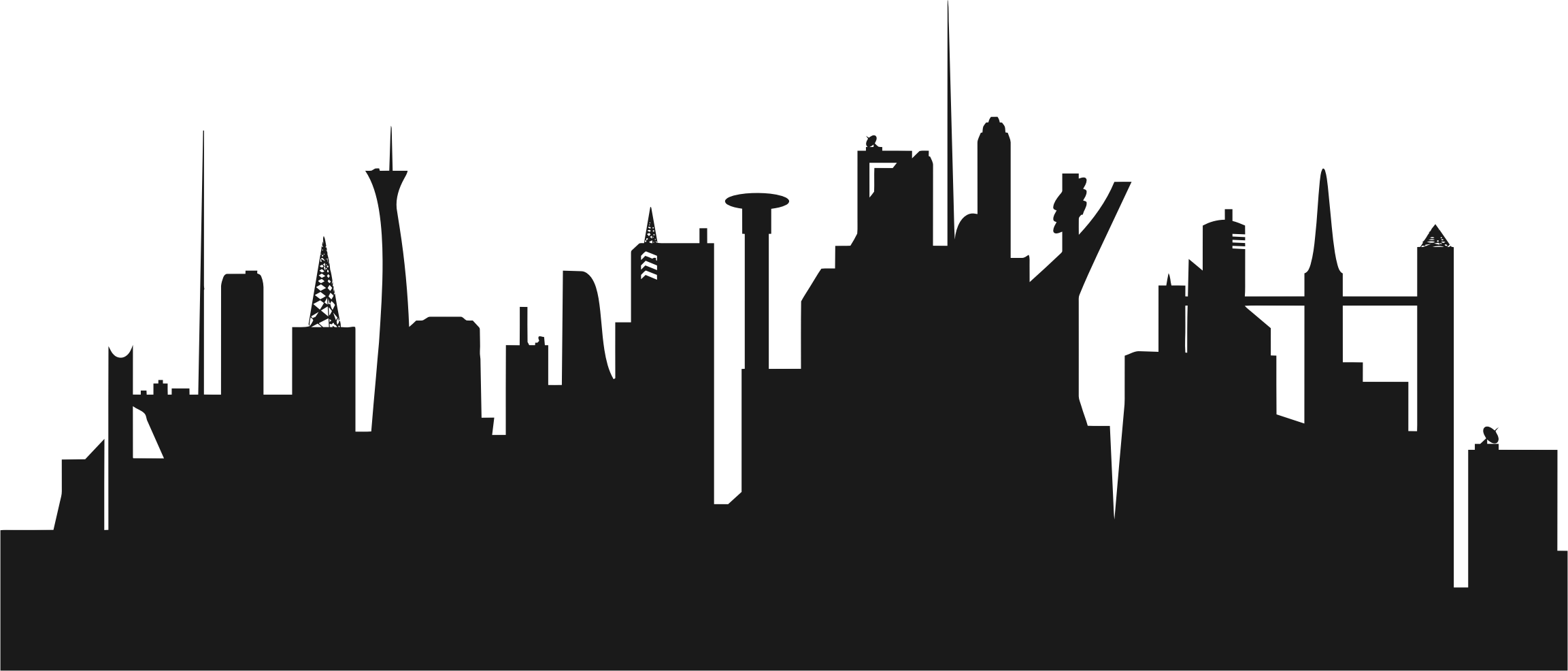 2305x986 City Clipart Cityscape