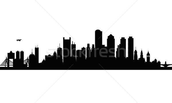 600x359 Boston City Skyline Silhouette Background Vector Illustration