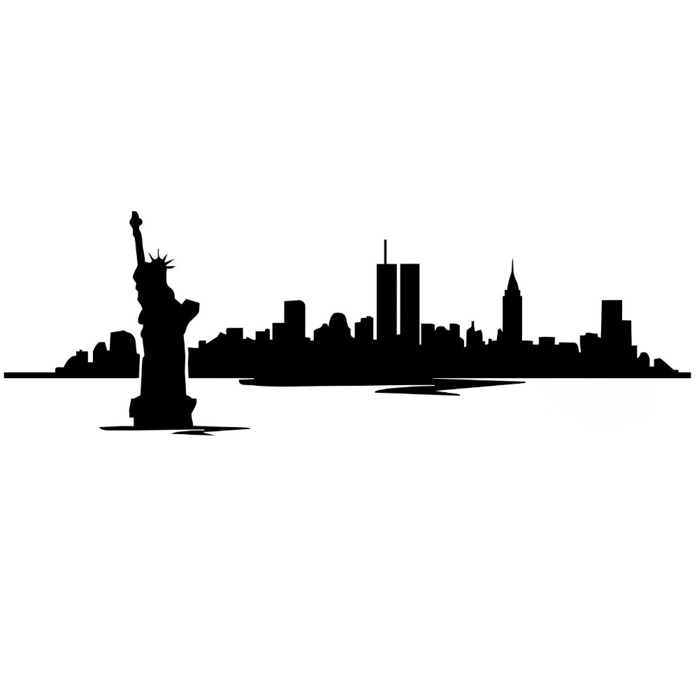 1000x1000 New York Skyline Modern City Picture Wall Decals Vinyl Stickers
