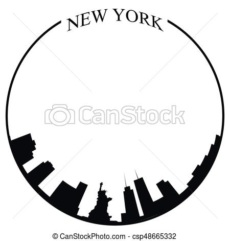 450x470 Isolated New York City Skyline On A White Background, Vector