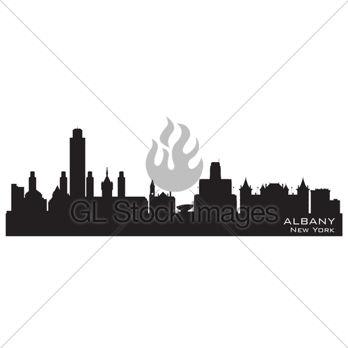 500x500 Albany New York City Skyline Vector Silhouette Gl Stock Images
