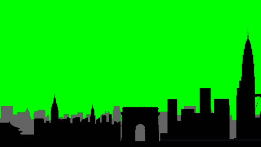 852x480 Long Pan Of A Skyline Silhouette Of The City Of New York City, Usa