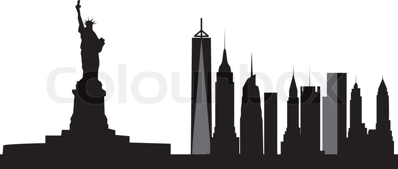 800x339 New York Skyline Outline Clipart
