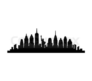 320x280 New York Usa City Skyline Silhouette Vector Illustration Stock