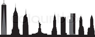 320x126 New York Usa City Skyline Silhouette Vector Illustration Stock