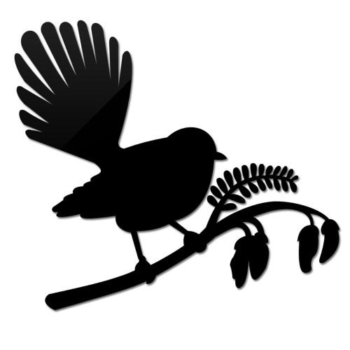 500x500 Small Fantail On Kowhai. Like The Silhouette Style New Zealand