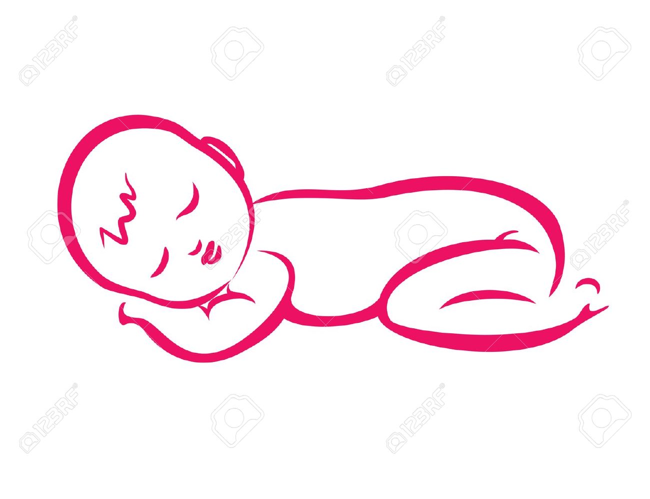 1300x997 22348402 Baby Sleeping Silhouette In Simple Lines Stock Vector