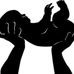236x236 Silhouette Of Sleeping Newborn Baby Vector Art