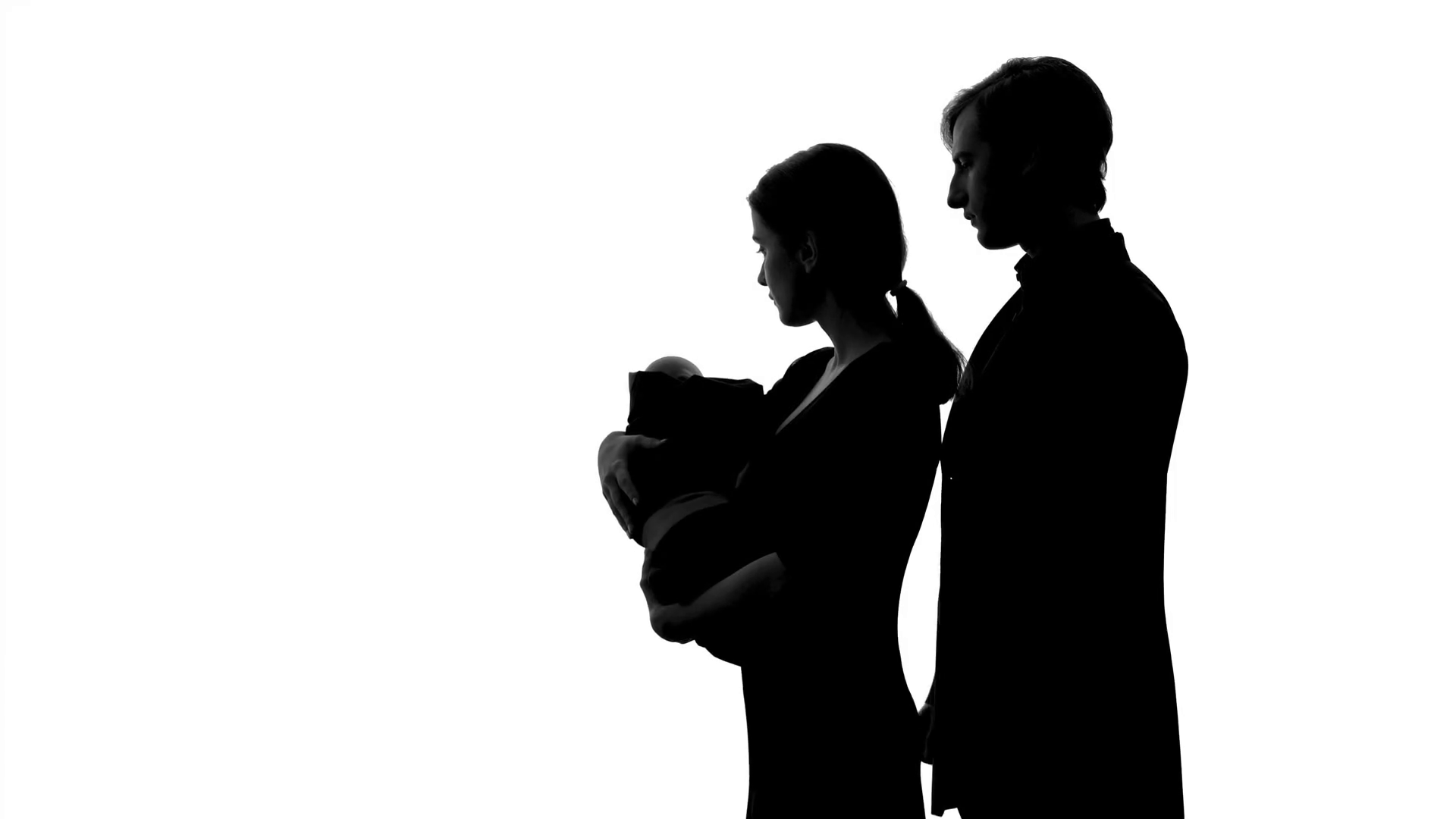1920x1080 Silhouette Of Young Couple With Newborn Baby, Love And Care