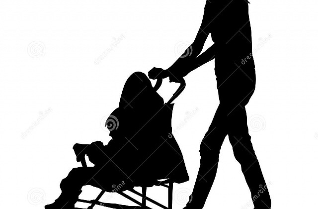 640x420 Silhouettes Walkings Mothers With Baby Strollers Stock For Newborn