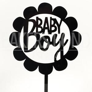 300x300 Black New Baby Boy Newborn Gender Reveal Shower Acrylic Cake