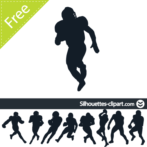 500x500 American Football Players Vector Silhouette Silhouettes Clipart