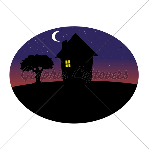 500x500 Home Silhouette Night Gl Stock Images