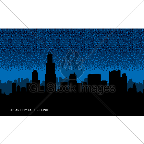 500x500 Urban Cityscape Seamless Background. Night City Silhouett Gl