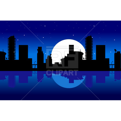 400x400 City And Night Royalty Free Vector Clip Art Image