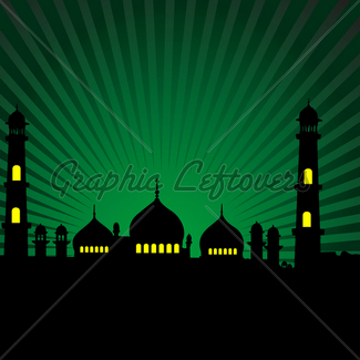 325x325 Silhouette Of A Mosque With Crescent Shape Moon Gl Stock Images