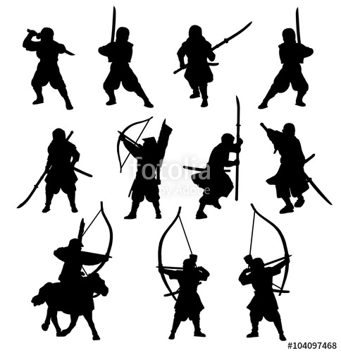 484x500 Ninja And Samurai Silhouette Set Stock Image And Royalty Free