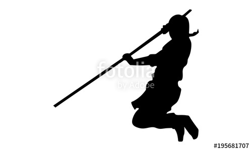 500x300 Vector Of The Male Ninja Silhouette With A Stick Stock Image