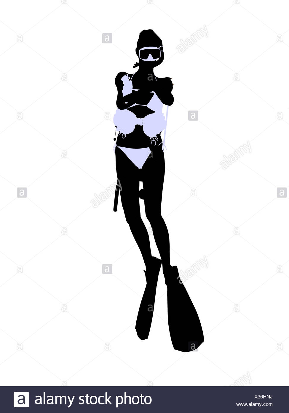 975x1390 Female Scuba Diver Illustration Silhouette Stock Photos Amp Female
