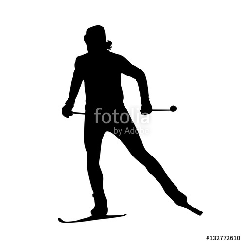 500x500 Cross Country Skiing Vector Silhouette Stock Image And Royalty