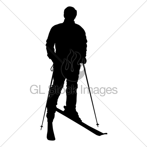500x500 Skier Silhouette Isolated. Gl Stock Images