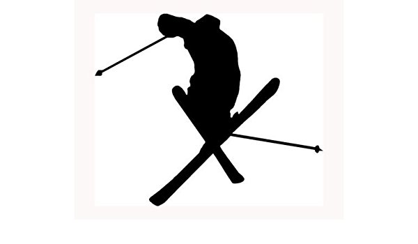 600x350 Skier Silhouette Sticker Ski Car Window Vinyl Decal