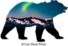 285x194 Silhouette Of Bear. Silhouette Of Brown Bear With Northern