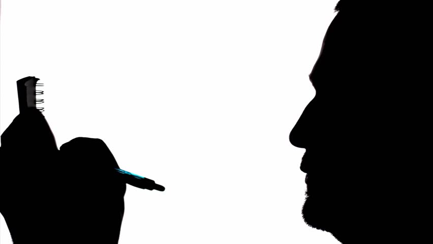 852x480 Silhouette Man Is Shooting Selfie. Stock Footage Video 6170567