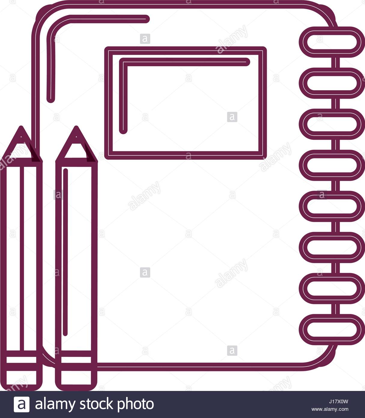 1215x1390 Silhouette Rings Notebook Tool With Pencils Icon Stock Vector Art