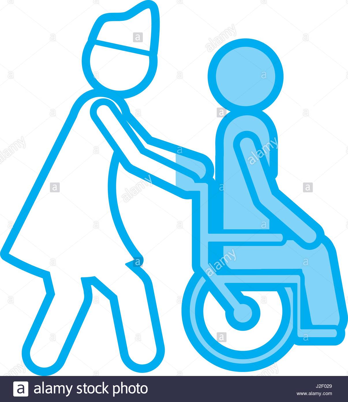 1206x1390 Blue Shading Silhouette With Nurse Helpingnother Person Push