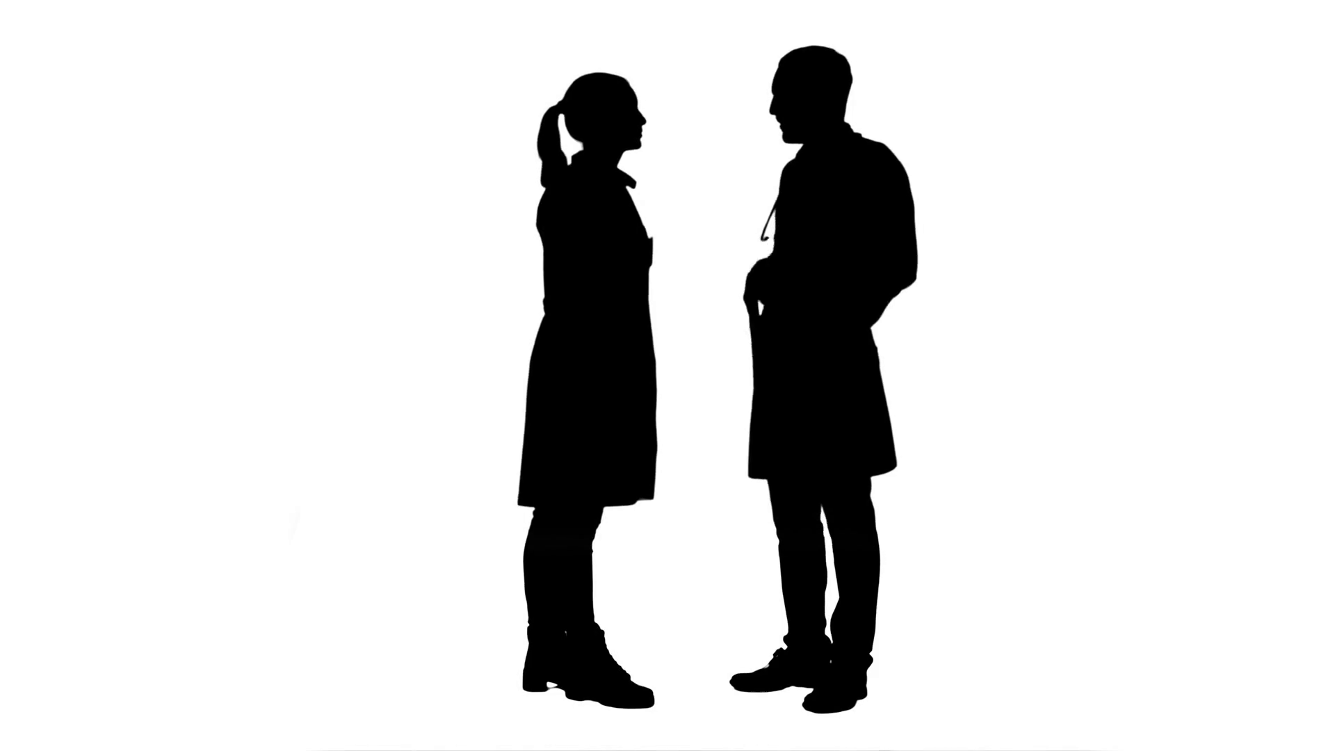 1920x1080 Silhouette Happy Doctor And Young Nurse Smiling, Thanking Each