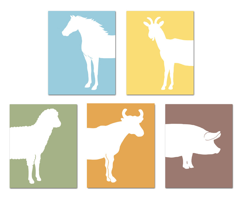 1000x841 Farm Animal Nursery Art Prints Horse, Pig, Cow, Goat, Sheep