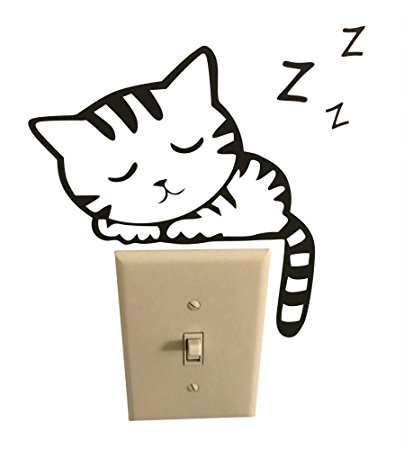 404x450 Sleeping Cat Light Switch Decal Baby Nursery Animal