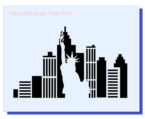 480x392 New York Skyline Stencil 5in X 4in Glitzcraft