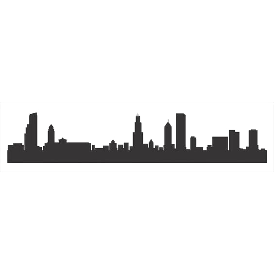 564x564 Chicago Skyline Silhouette Stencil City
