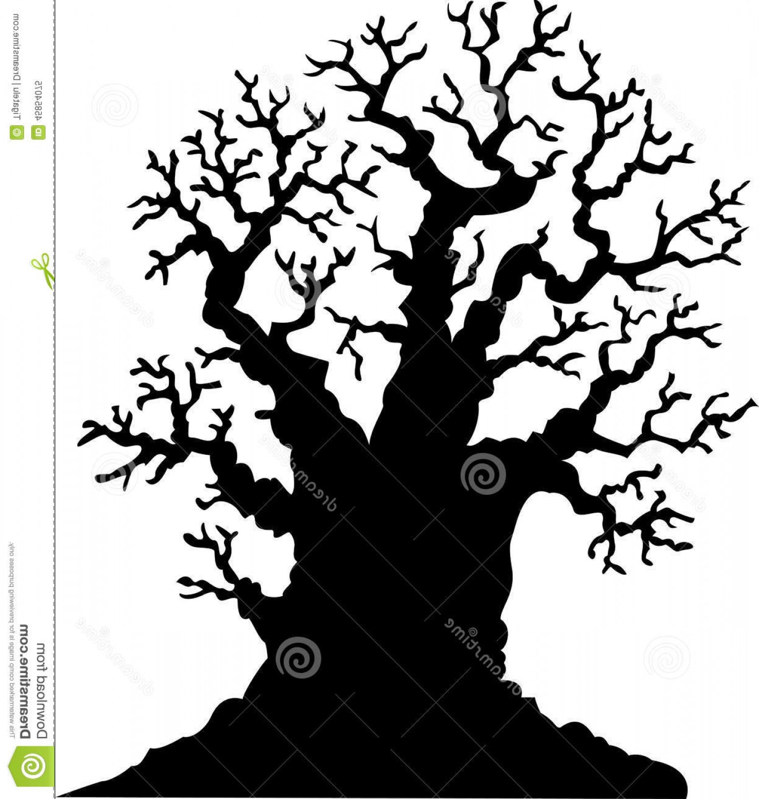 1483x1560 Stock Illustration Silhouette Leafless Oak Tree Cartoon