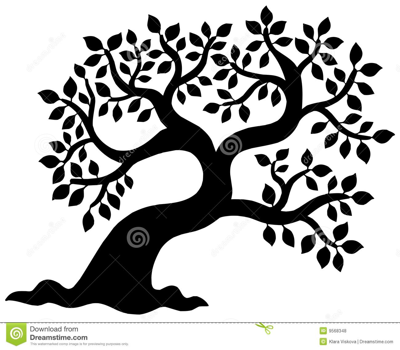 1300x1137 Simple Tree Silhouette Leafy Tree Silhouette Royalty Free Stock