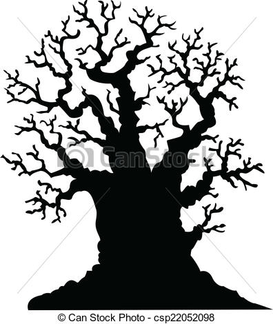 396x470 Vector Illustration Of Silhouette Of Leafless Oak Tree Eps Vectors