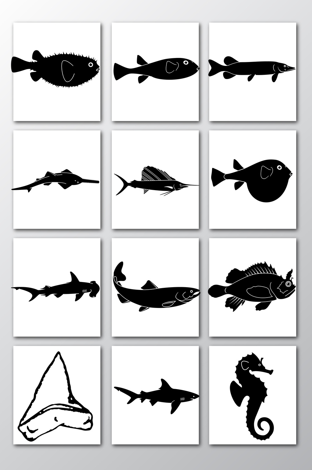 1024x1540 Ocean Fish Silhouette Vector Material Free Download Pikbest