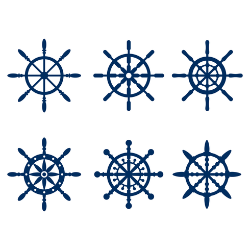 490x490 Blue Marine Ships Wheel Silhouette Vector