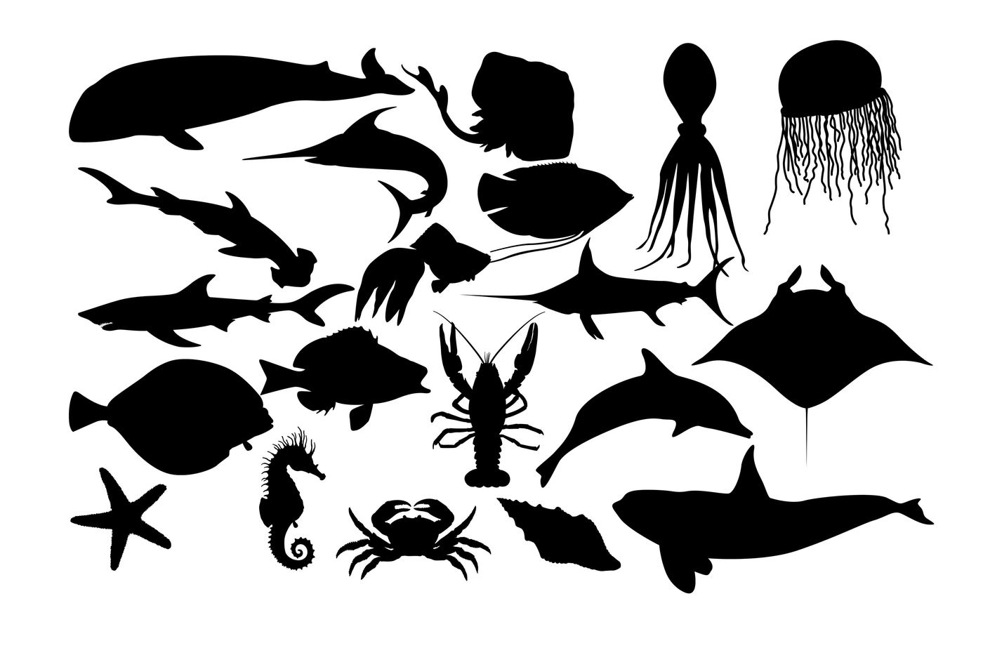 1400x933 Sea Fish Silhouette Ai Eps Dxf Svg Png By Rwd