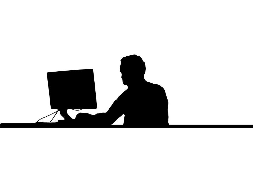 960x642 Free Photo Silhouette Man Desk Computer Surf Work Monitor