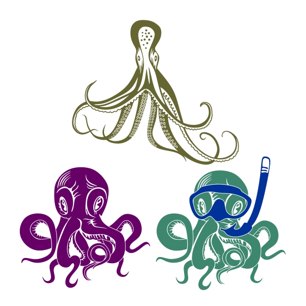600x600 Octopus Cuttable Design Cut File. Vector, Clipart, Digital