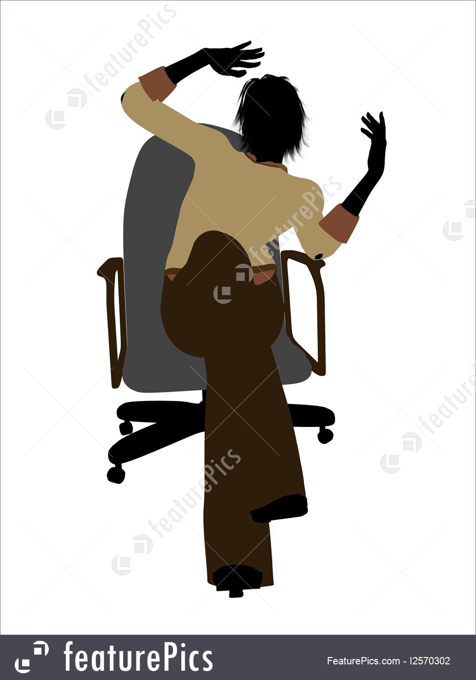 974x1392 Female Executive Sitting On An Office Chair Silhouette Illustration