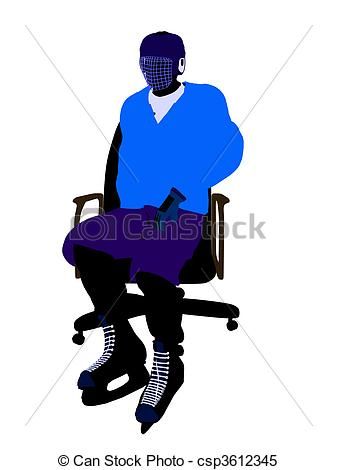 337x470 Male Hockey Player Sitting On A Chair Illustration Silhouette