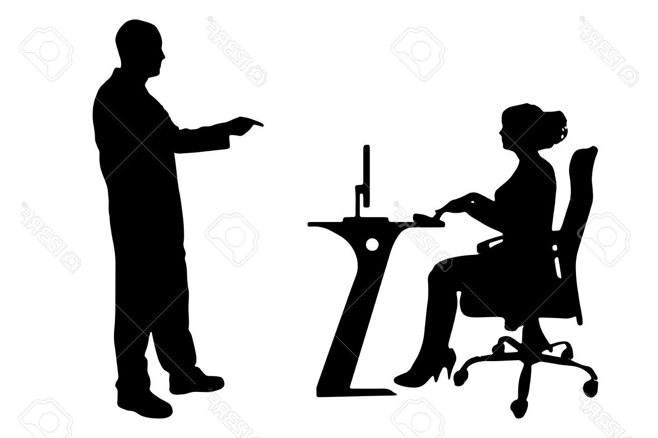 1300x866 Unique Silhouettes Of People In Office On White Background Library