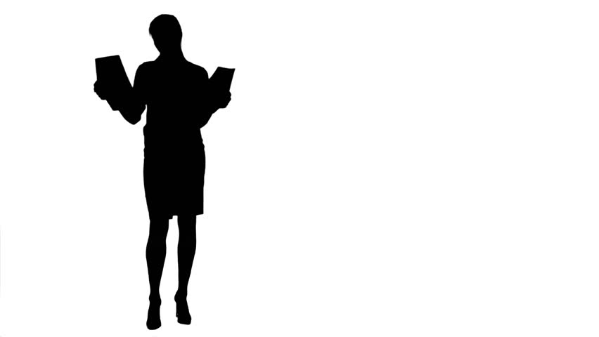 852x480 Young Female Office Employee Reading Contracts On White Background