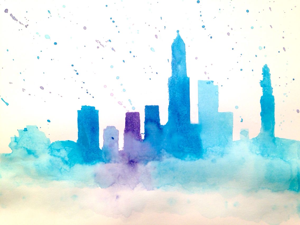 1136x852 Cleveland Skyline Watercolor Silhouette Coisas Legais Pra Por